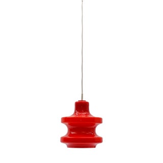 Lipstick Red Glass Hanging Lamp by Peill & Putzler, 1960s For Sale