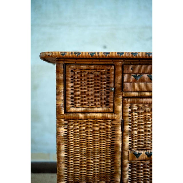 Boho Chic Small Woven Bamboo Sideboard, 1960s For Sale - Image 3 of 13