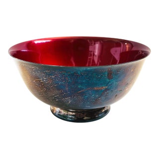 Mid Century Silverplate Enameled Bowl by Reed and Barton For Sale