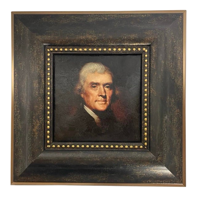 Hand-Textured Thomas Jefferson Portrait Print After Rembrandt Peale For Sale
