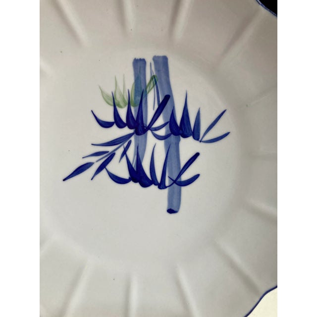 Vintage Fine Asian Porcelain Bamboo & Floral Design Plate For Sale - Image 4 of 6