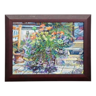 Garden Flower Basket, 2000 – Oil Painting by Alexander Michael For Sale