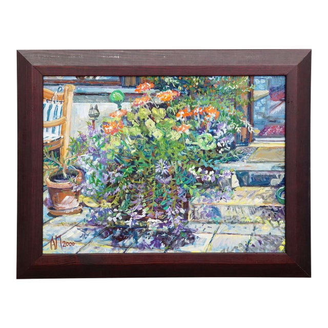 Garden Flower Basket, 2000 – Oil Painting by Alexander Michael For Sale