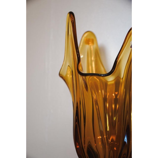 1960s Viking Glass Epic Amber Drape Swung Glass Vase Art 1960s For Sale - Image 5 of 12