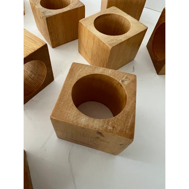 Mid-Century Wooden Block Napkin Rings - Set of 12 For Sale In New York - Image 6 of 10