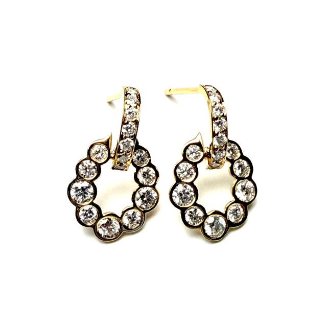 Gold Gia Certified 14k Yellow Gold Door-Knocker Diamond Drop Earrings 1.60 CTW D–g Vs, Pair For Sale - Image 8 of 10