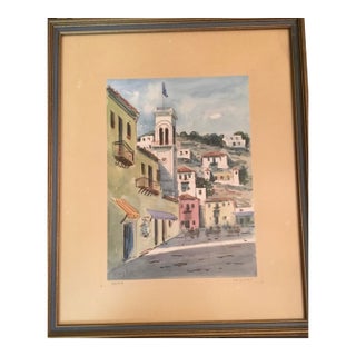 1970s Original “Costis” Watercolor Painting, Hydra Island, Greece For Sale
