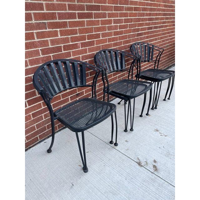 Vintage Wrought Iron Patio Garden Set 6 Chairs 54