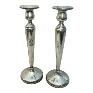 Pair of Mid 20th Century AcSme Sterling Candlesticks For Sale