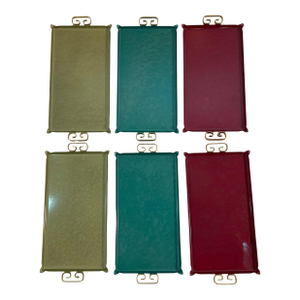 Mid-Century Modern Moiré Glaze Kyes Enameled Mini Tray- Set of 6