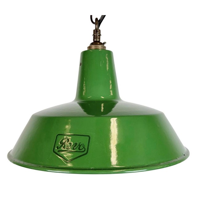 Industrial Green Enamel Factory Pendant Lamp from Revo, 1950s For Sale - Image 17 of 17