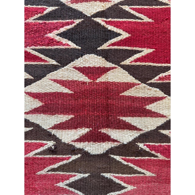 Authentic Navajo Rug Early Red Field Geometric Textile Hand-Spun Wool Circa 1900 For Sale - Image 10 of 18