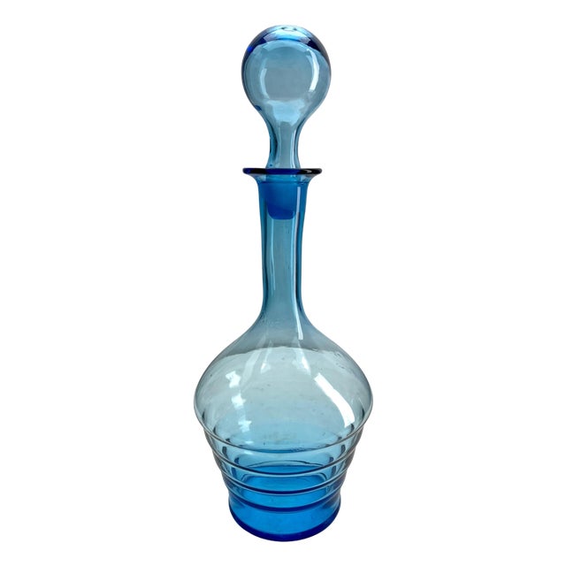 Large Cobalt Blue Decanter from Boom, Belgium, 1930s For Sale