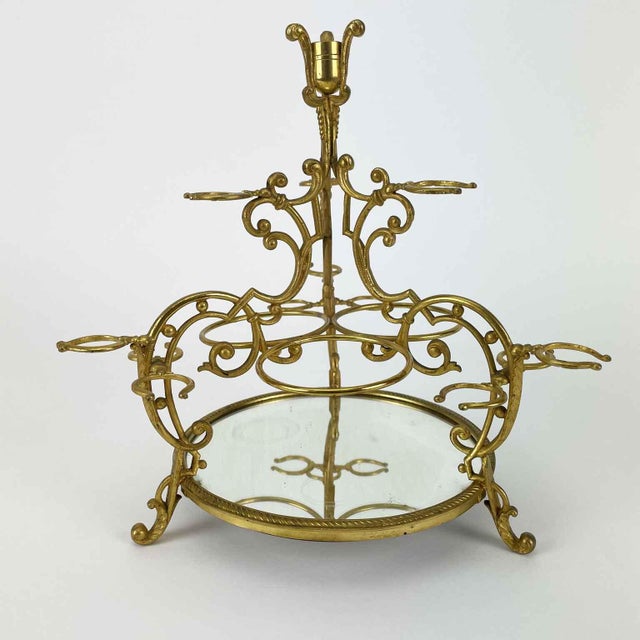 Metal Gilded Metal Liquor Service with Flower Vase, Late 19th Century, Set of 18 For Sale - Image 7 of 11