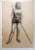 Vintage charcoal on paper standing female figural study by Geneva Flores Hart Fell (1906-2008) Texas, circa 1950s....
