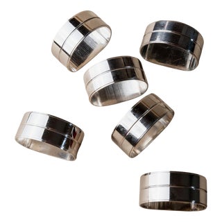 Vintage Chrome Napkin Rings, Italy, 1970s, Set of 6 For Sale