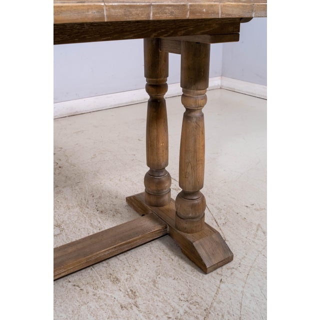 Brown Hooker Brasserie Friendship Oak Table & 6 Center Stools For Sale - Image 8 of 18