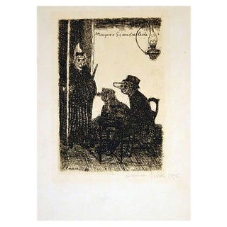 Les Masques Scandalisés - Original Etching by J. Ensor - 1895 1895 For Sale