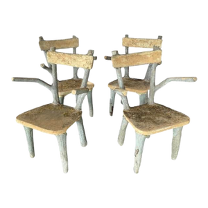 Set of Four Faux Bois Garden Chairs