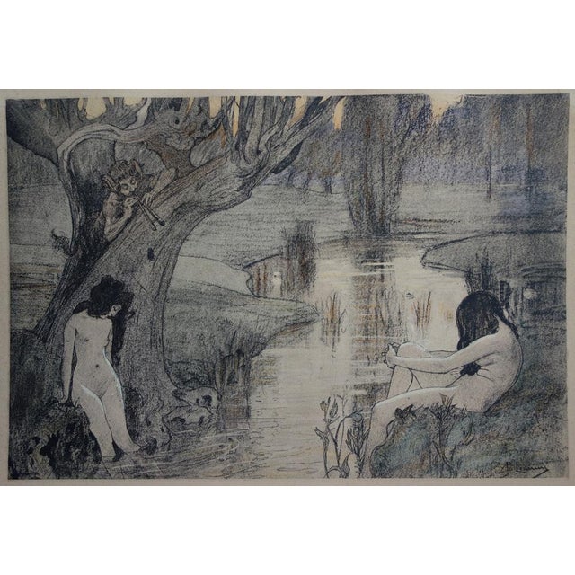 A. Laurens The bath of the nymphs Original lithograph in color on fine vellum Signed in the plate Dimensions 31 x 40 cm...