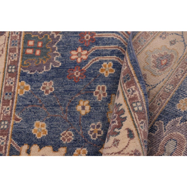 Textile Rustic Kazak Southwestern Light Blue/Beige Wool Rug - 3'10''x6'0'' For Sale - Image 7 of 10
