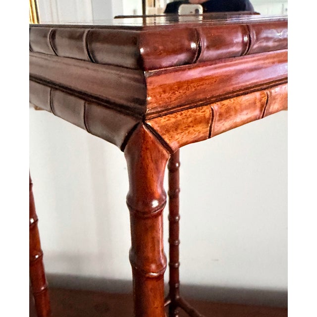 Petite Chinese Chippendale Hardwood Faux Bamboo Drinks Table For Sale - Image 4 of 15