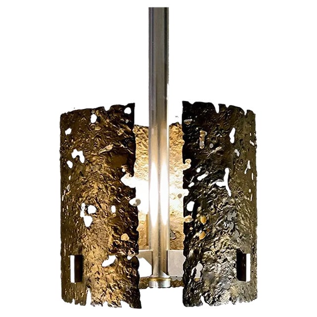 Bronze Sculptural Ceiling Lamp, France, 1970s For Sale