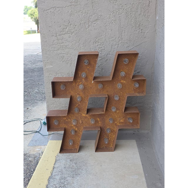 1960s Extra Large Metal Symbol Sign With Lights For Sale - Image 5 of 8
