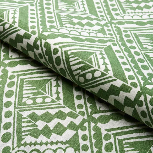Schumacher Schumacher x Drusus Tabor Topsy Turvy Fabric in Green For Sale - Image 4 of 4