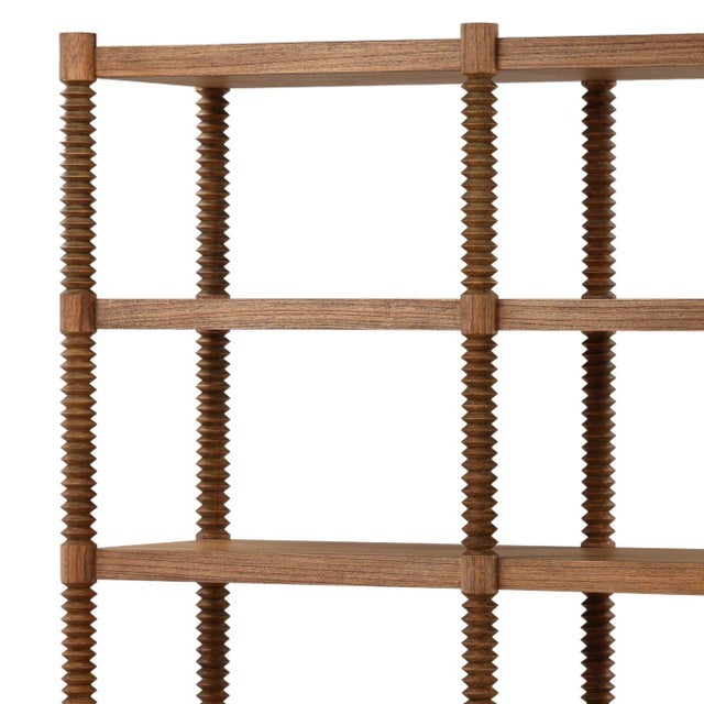 Contemporary Carved Spindle Wood Bookcase For Sale - Image 3 of 4