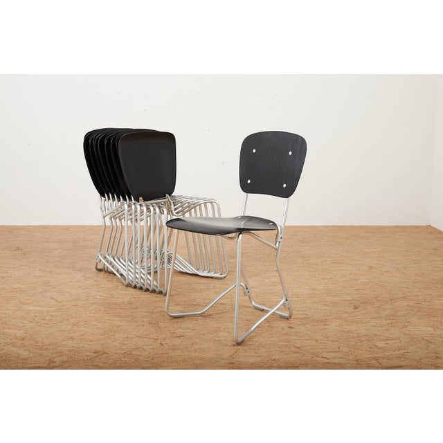 Alu Flex Chair in Aluminum Frame and Black Plywood Seat and Back from Armin Wirth, 1951 For Sale - Image 3 of 15