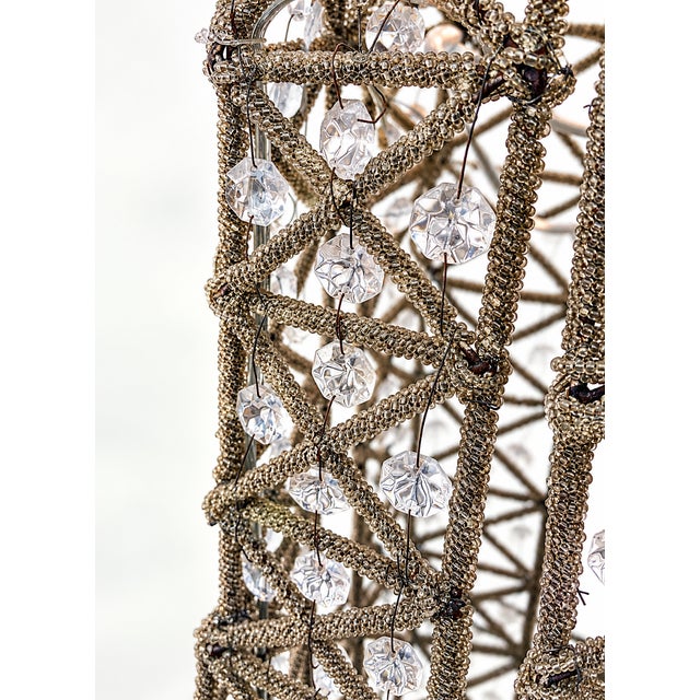 Mid 20th Century Vintage Mid-Century Large 7 Foot Beaded Glass Floor Lamp in the Form of the Eiffel Tower For Sale - Image 5 of 13