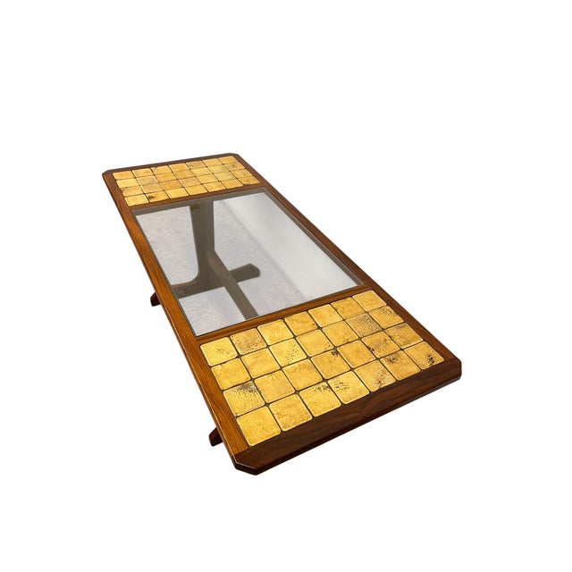 Vintage Mid-Century Modern Tile-Top Coffee Table With Removable Glass Center Panel For Sale In Seattle - Image 6 of 9