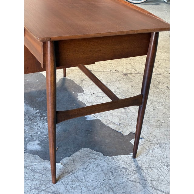 1960s Vintage Danish Modern Walnut Writing Desk With Storage For Sale - Image 5 of 7
