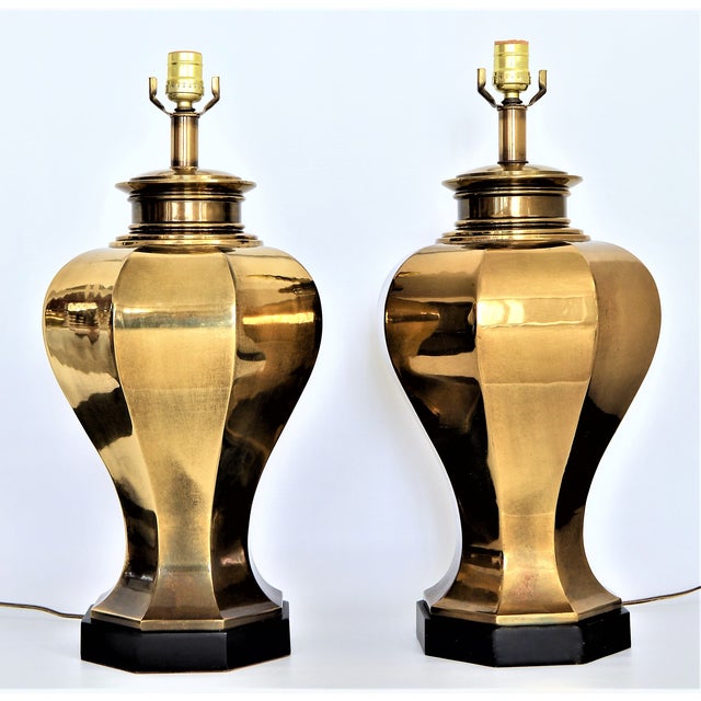 Large Vintage Brass Mid Century Modern Table Lamps by ...