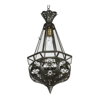 Mid Century Moroccan Clear Glass Pendant For Sale