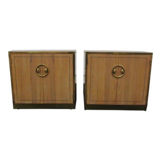 1970s Pair of Mastercraft Zebrano and Brass Nightstands For Sale
