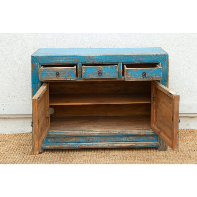Charming Vintage Cerulean Asian Sideboard For Sale - Image 4 of 7