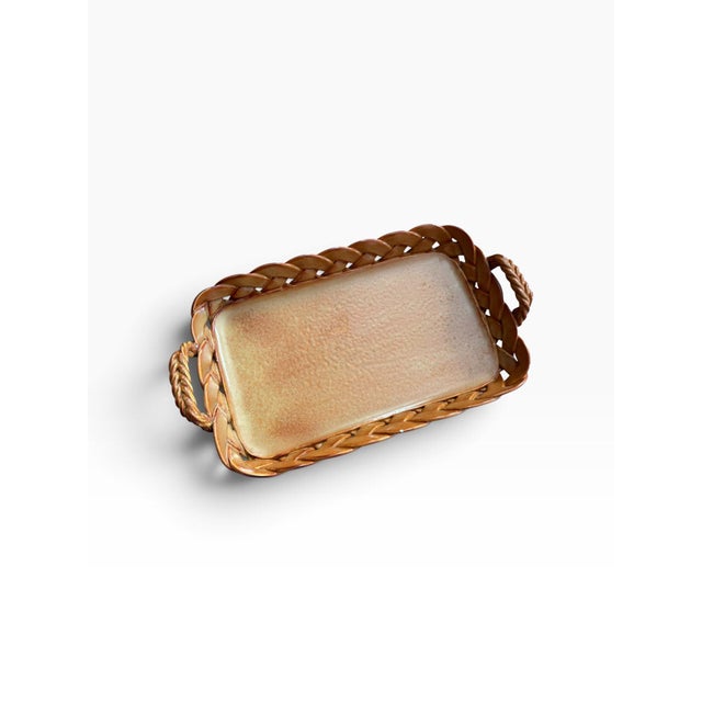 Striking vintage Primo’Gi decorative serving tray featuring a warm copper-tone finish, raised rectangular center,...