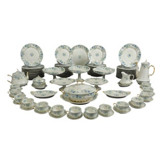 Porcelain Bleuet Dinner Service from Haviland Limoges, Late 19th Century, Set of 87 For Sale