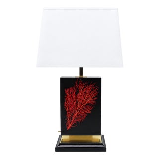Caribbean Lamp with Red Gorgonian Inclusion from Maison Le Dauphin, France, 1970s For Sale