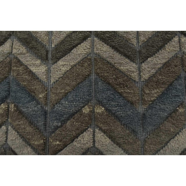 Textile Chevron Rug 8' X 10'2'' Gray Blue Wool Contemporary Hand-Knotted Carpet For Sale - Image 7 of 12