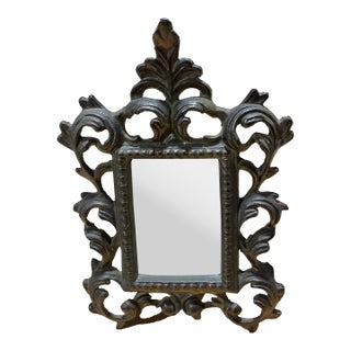 Vintage Solid Brass Rococo Style Easel Back Tabletop Picture Frame With Glass For Sale