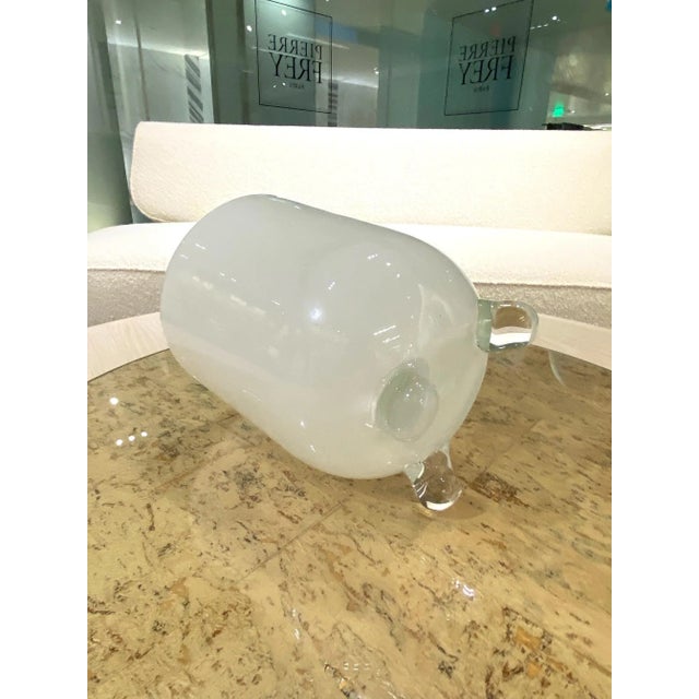 Glass Barbini Style White Blown Glass Vase with Footed Base For Sale - Image 7 of 13