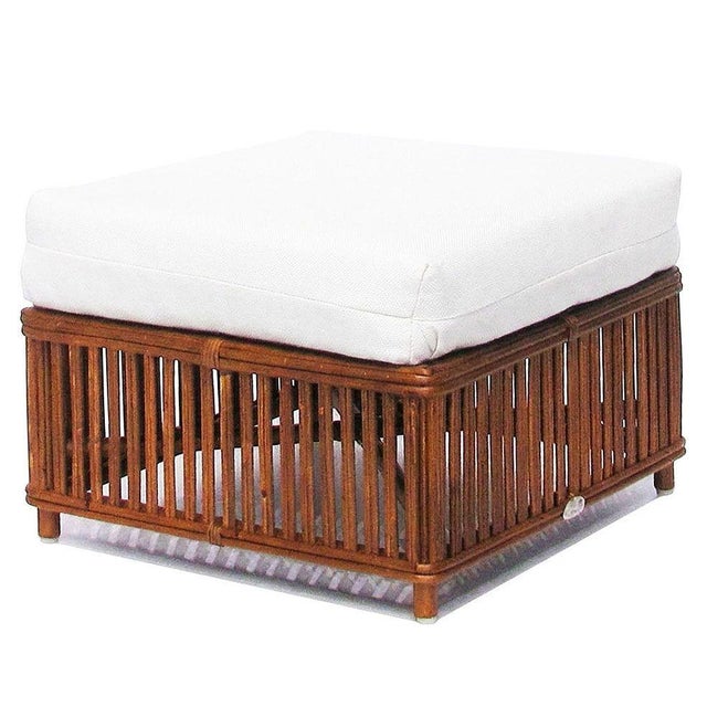 This beautifully stick rattan “Nantucket” Ottoman features classic Walnut Finished stick rattan framing with tightly woven...