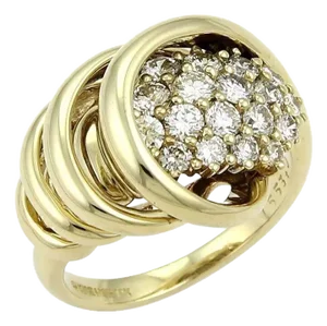 Jose Hess Diamond 14k Yellow Gold Spiral Loop Ring, Size 6