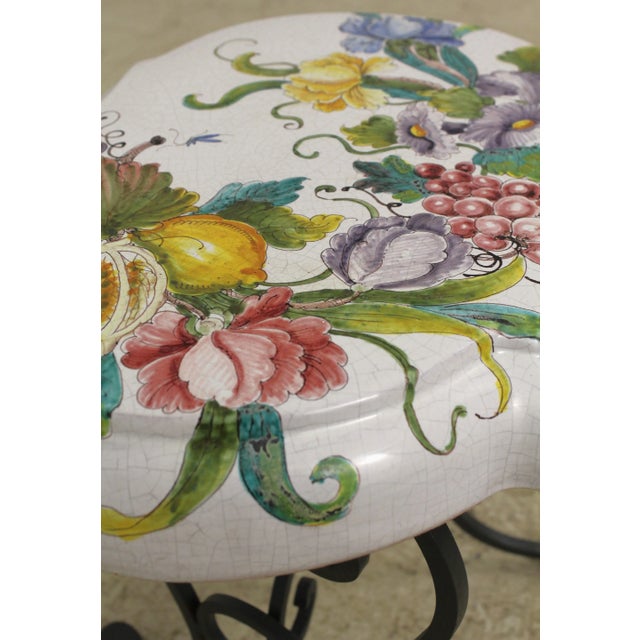 Pair Italian Hand Painted Terracotta & Iron Garden Seats Chairish