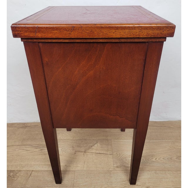 Mid-Century Bedside Table with Leather Top Lid, 1950 For Sale - Image 12 of 18