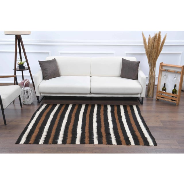 Boho Chic Vintage Turkish Oushak Handmade Wool Cotton Brown Kilim Area Rug For Sale - Image 3 of 11