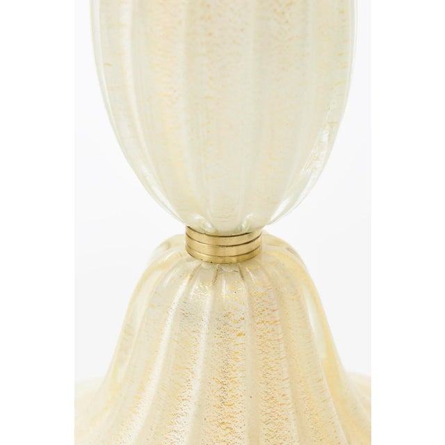 1950s Vintage 1940's Murano Rare Barovier E Toso Glass Tiered Tables Lamps With Gold Aventurine and Brass Ring FittingsMCM For Sale - Image 5 of 11